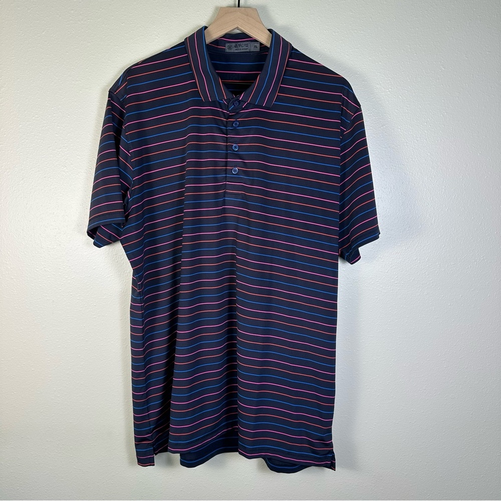 G/FORE Men's XL Multi Stripe Tech Pique Breathable Performance Polo Golf Shirt